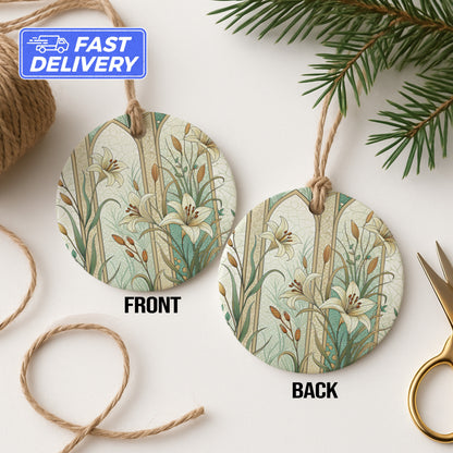 Elegant Floral Pattern Round Hanging Ornament Decor