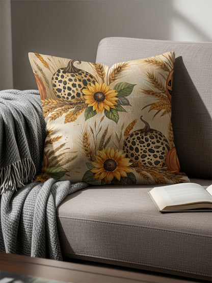 Fall Harvest Sunflower and Pumpkin Pillow Cover