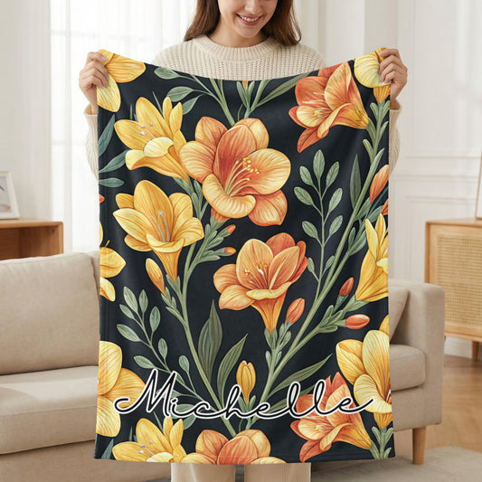 Floral Design with Custom Name on Dark Background - Walk Greener