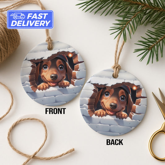 Cute Dachshund Wall Breaking Art Ornament product