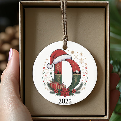 Personalized 2025 Christmas Ornament with Santa Hat product type