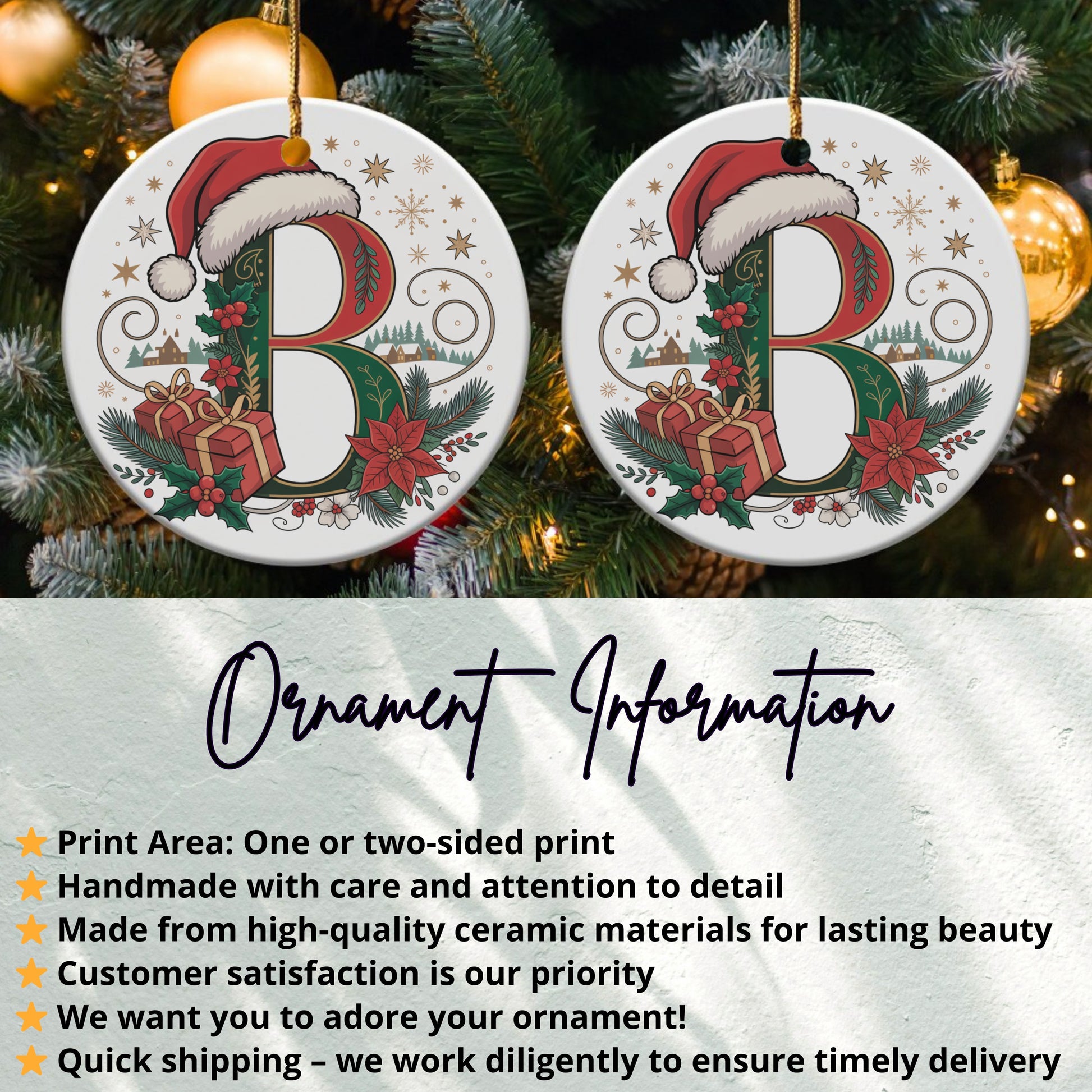 Personalized Christmas Letter B Ornament product type