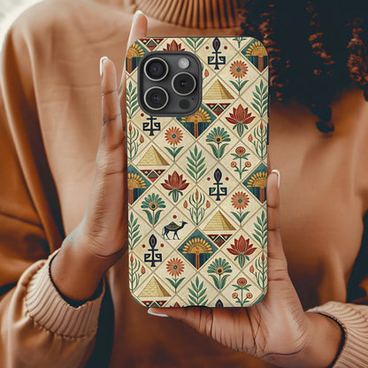 Vibrant Geometric Pattern Phone Case with Nature Design