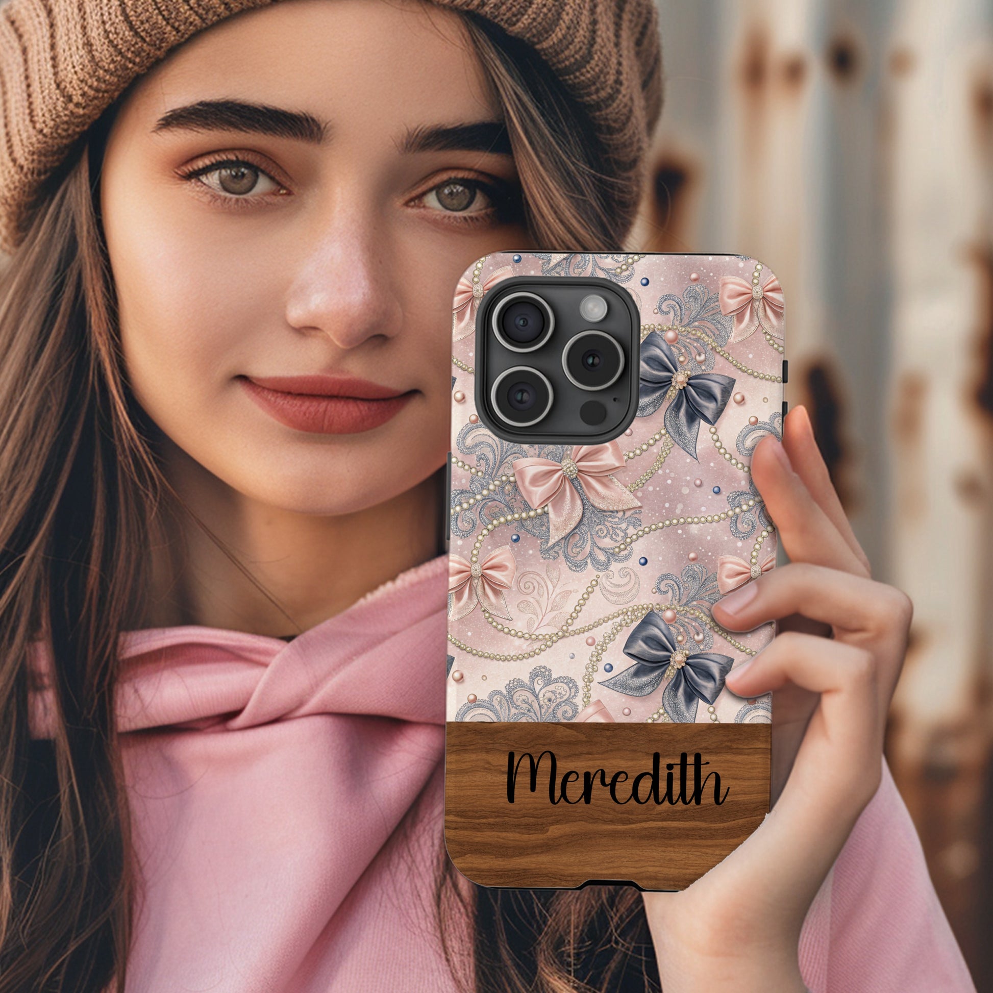 Personalized Cute Bow Design Phone Case Meredith