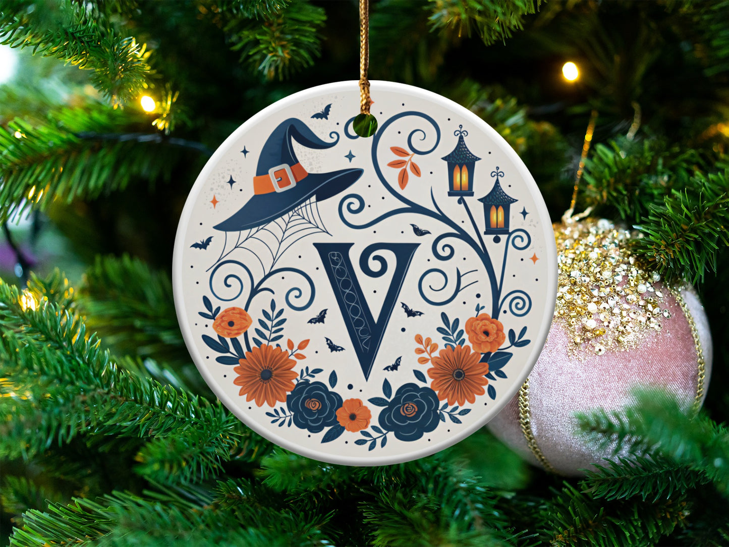 Personalized Halloween Initial Ornament product
