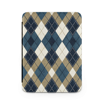 Argyle Pattern Blue and Beige Kindle Case Cover