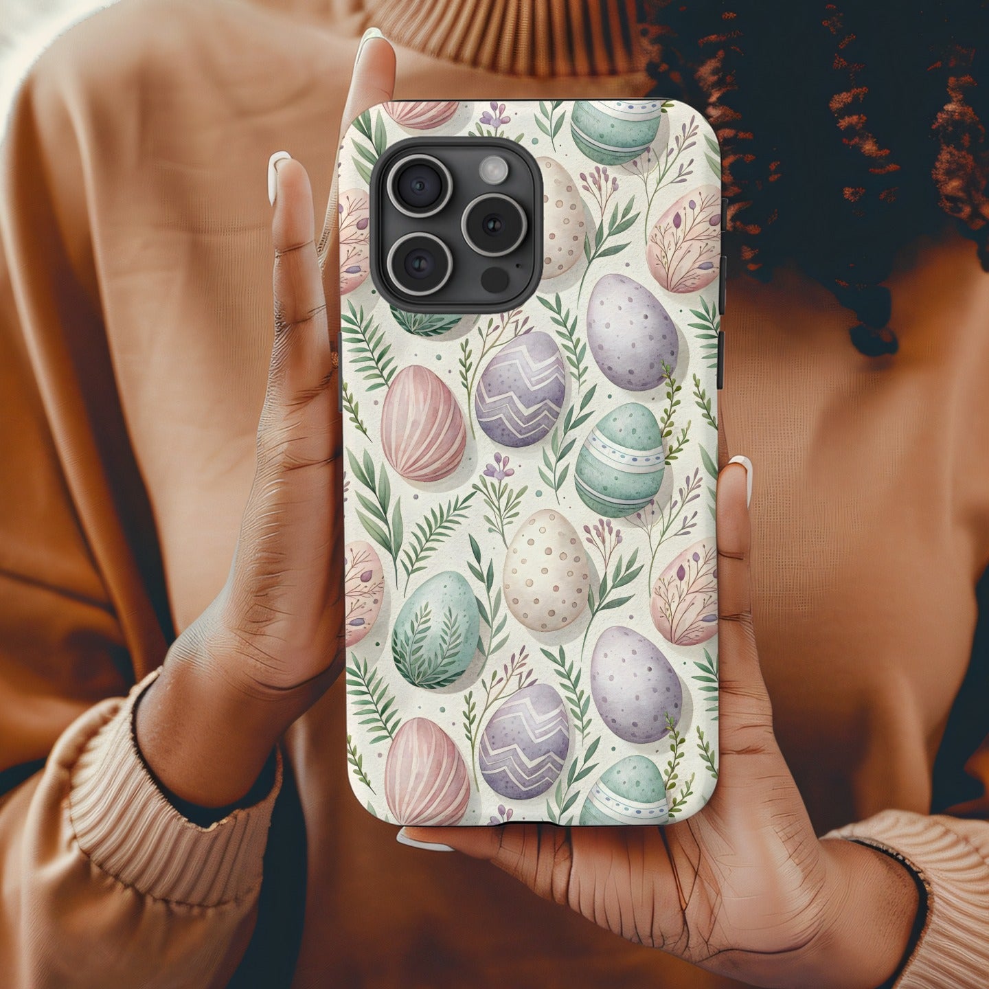 Painted Easter Eggs Pattern Pastel Colors Floral Custom Phone Case - Walk Greener