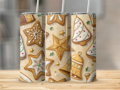 Festive Gingerbread Christmas Theme Insulated Tumbler Cup