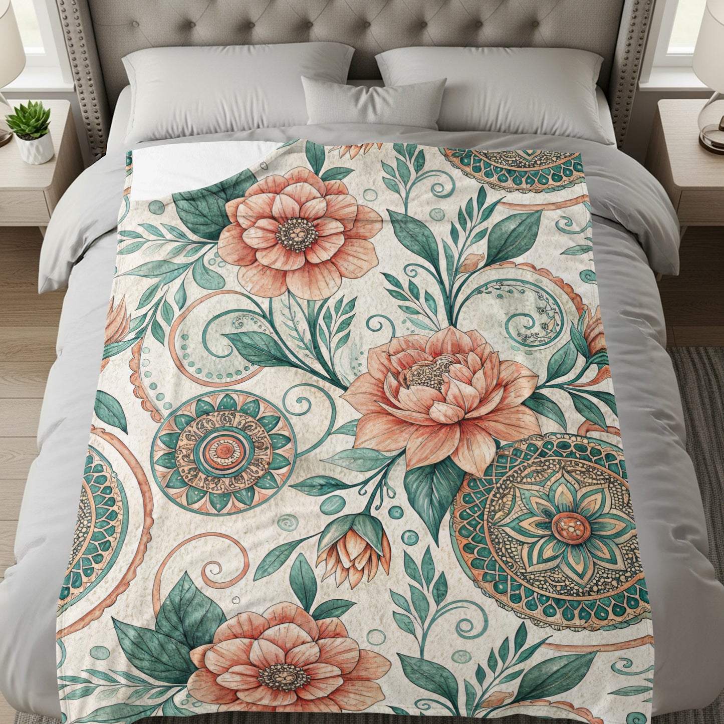 Artistic Vintage Floral Garden Inspired Artwork Velveteen Plush Blankets - Walk Greener