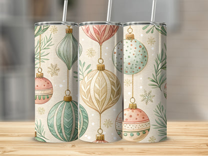 Festive Christmas Ornament Theme with Snowflakes Tumblers