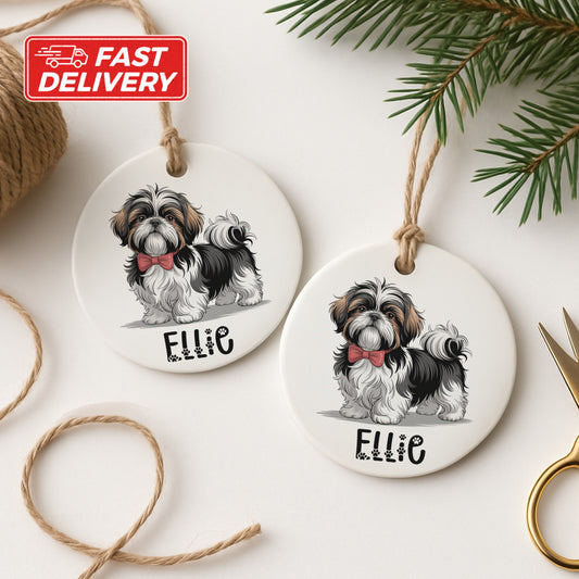 Cute Dog Print Customizable Round Ornament product