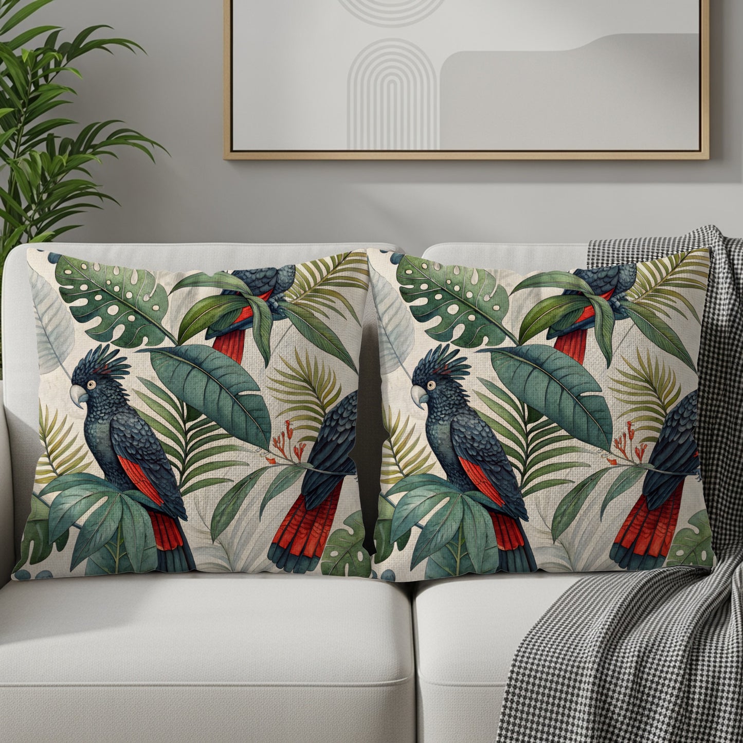 Vibrant Tropical Parrot Design Decorative Pillow Set