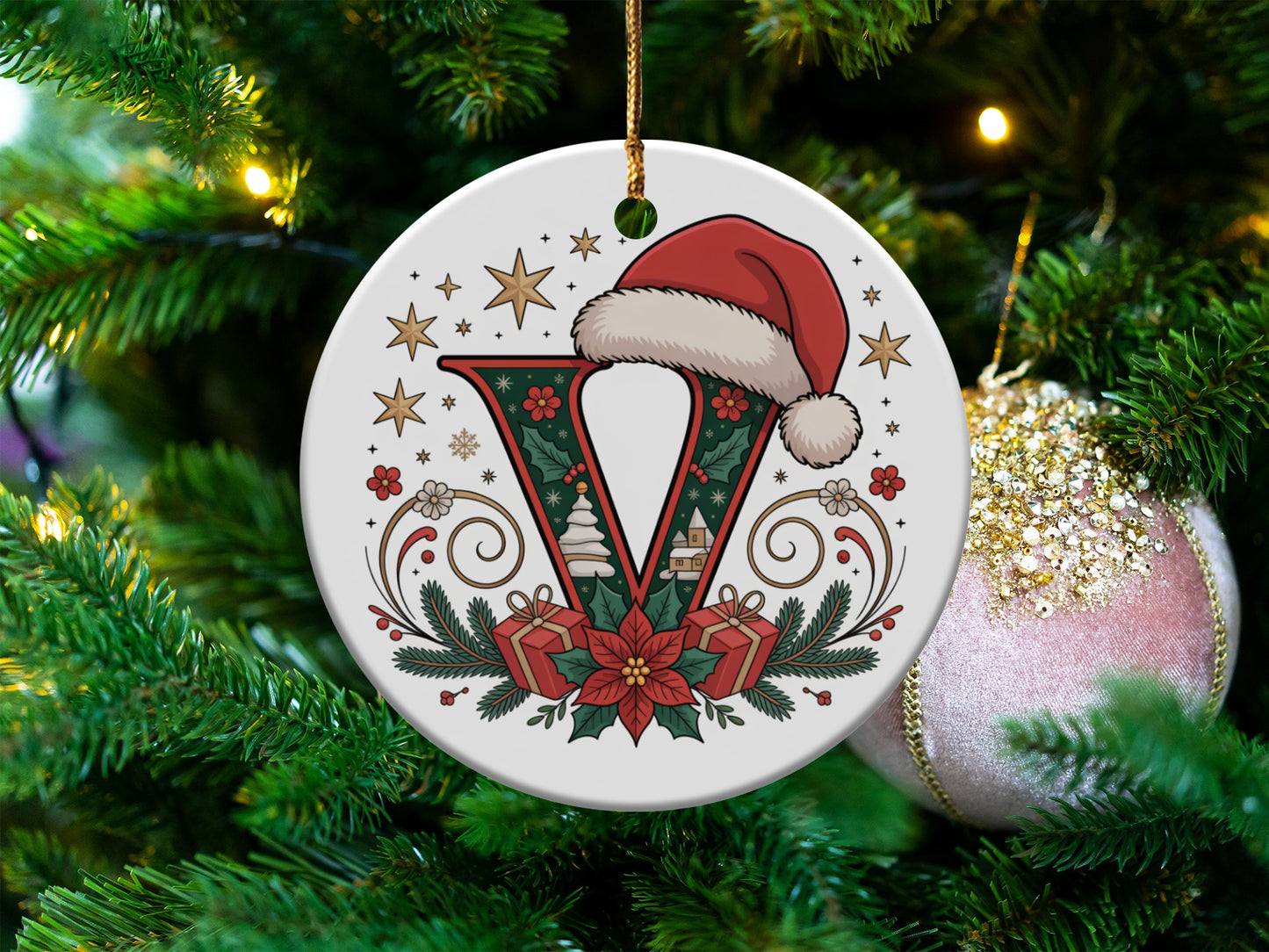 Festive V Alphabet Ornament Christmas Decoration product
