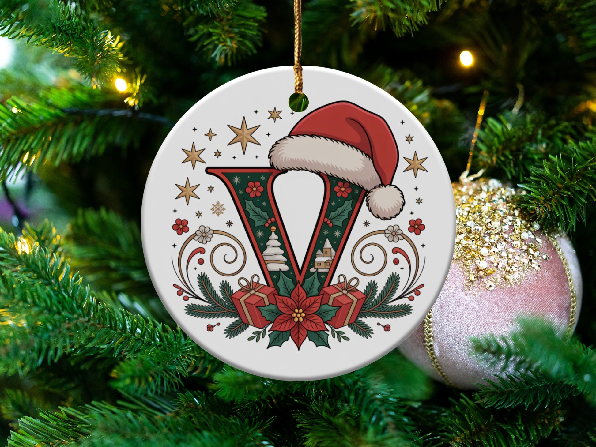 Festive V Alphabet Ornament Christmas Decoration product