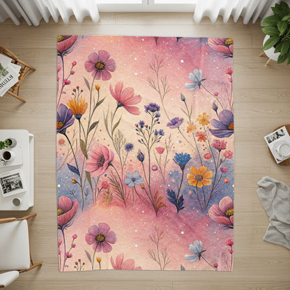 Watercolor Flowers In Pink and Purple Floral Pattern - Walk Greener