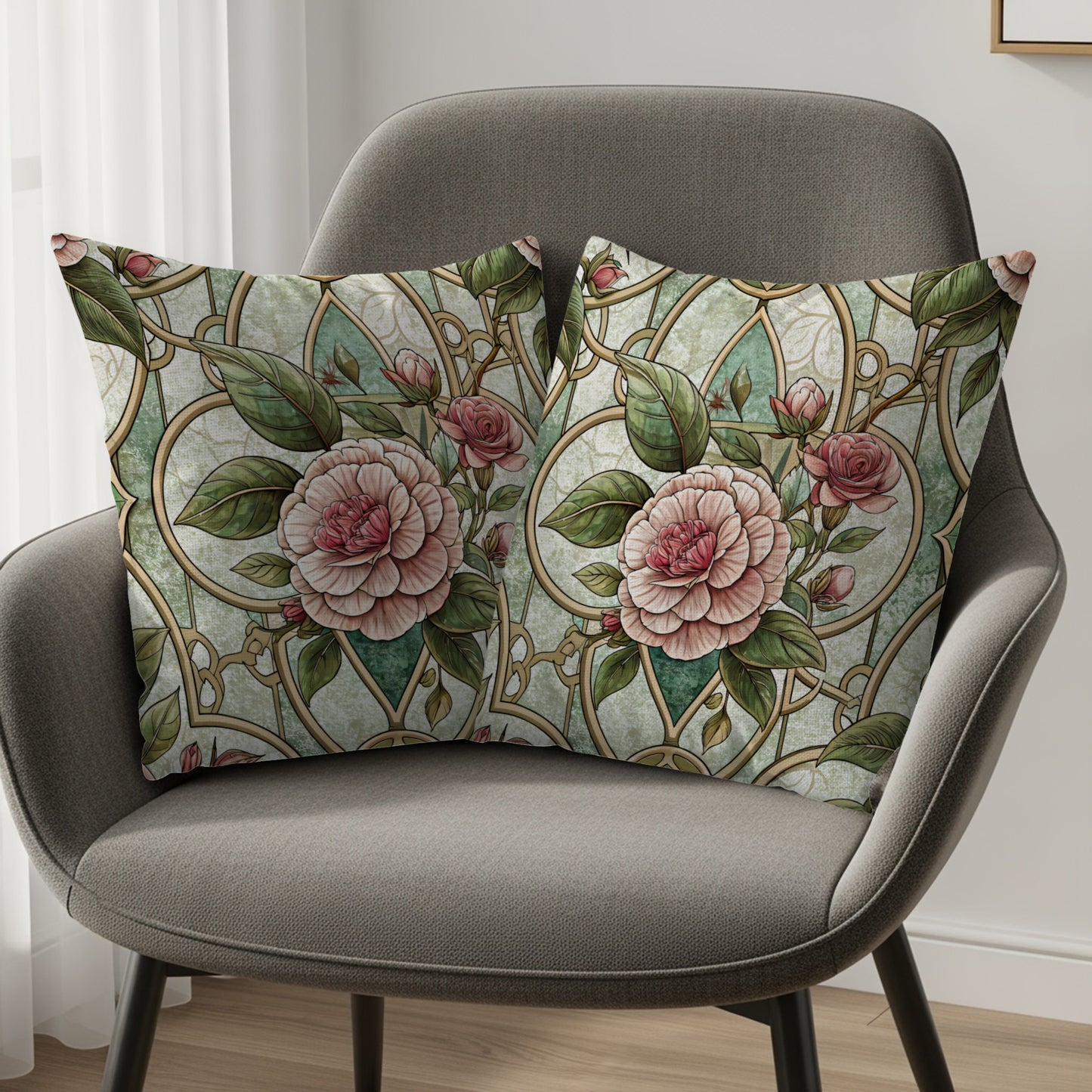 Floral Pattern Decorative Throw Pillow Set