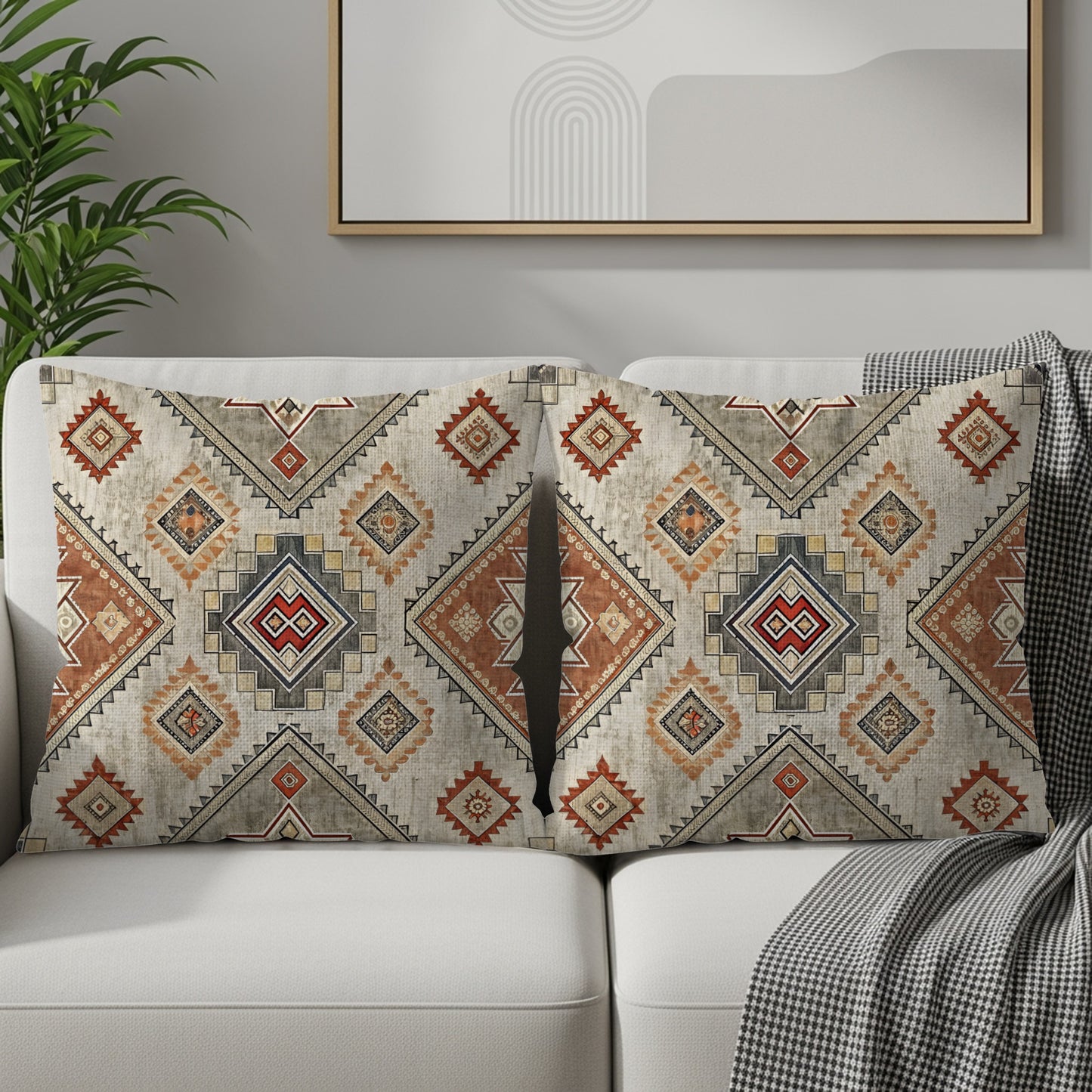 Geometric Symmetry Tribal Inspired Design Pillows & Pillow Cases - Walk Greener