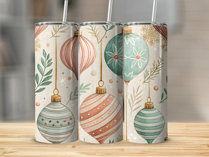 Festive Ornament Design Insulated Tumbler with Straw