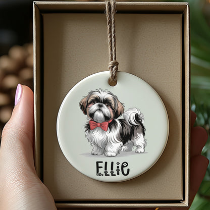 Personalized Dog Ornament with Cute Shih Tzu Illustration product