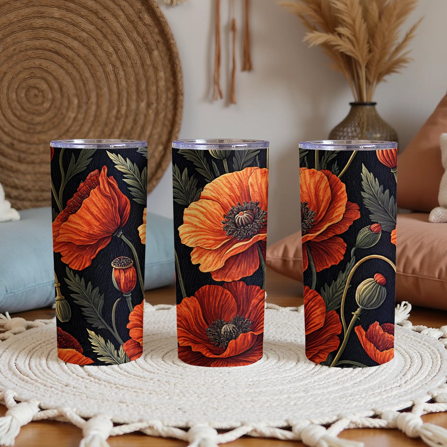 Vibrant Red Poppy Design Insulated Tumbler Product
