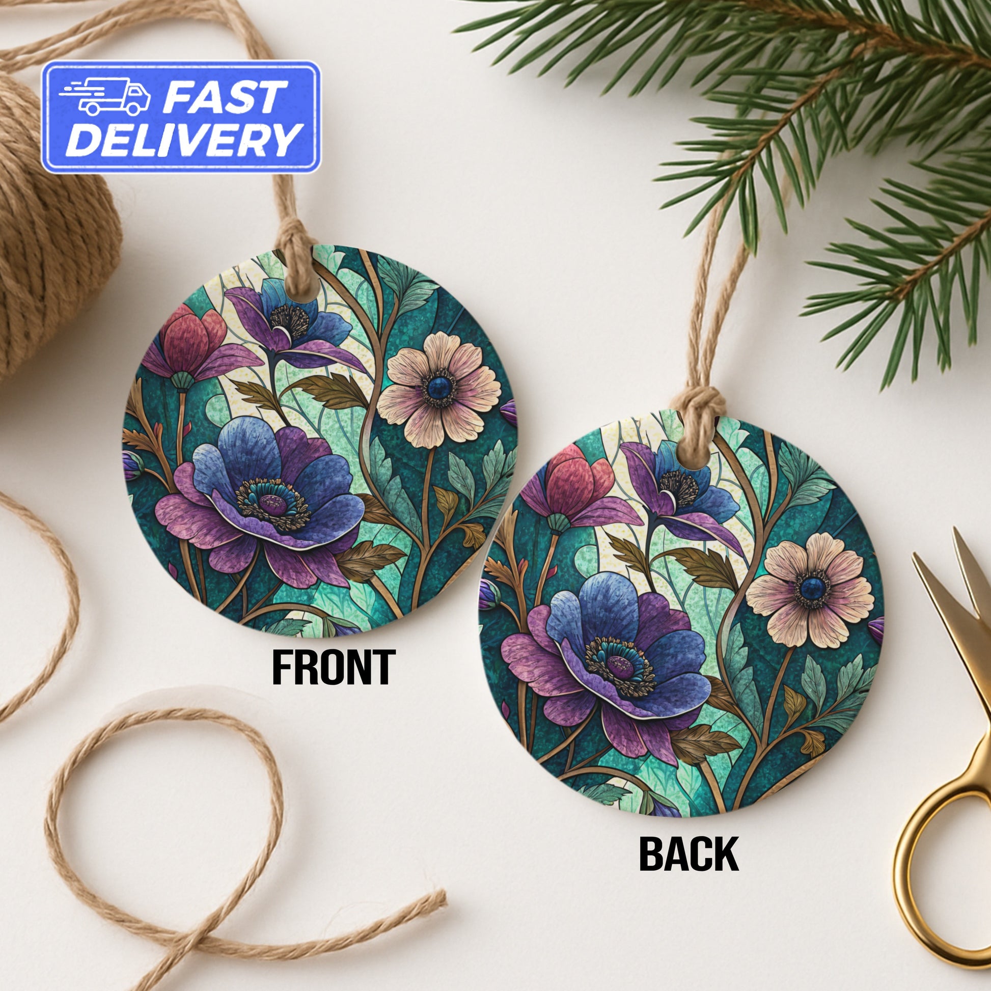 Floral Design Round Hanging Ornament Fast Delivery