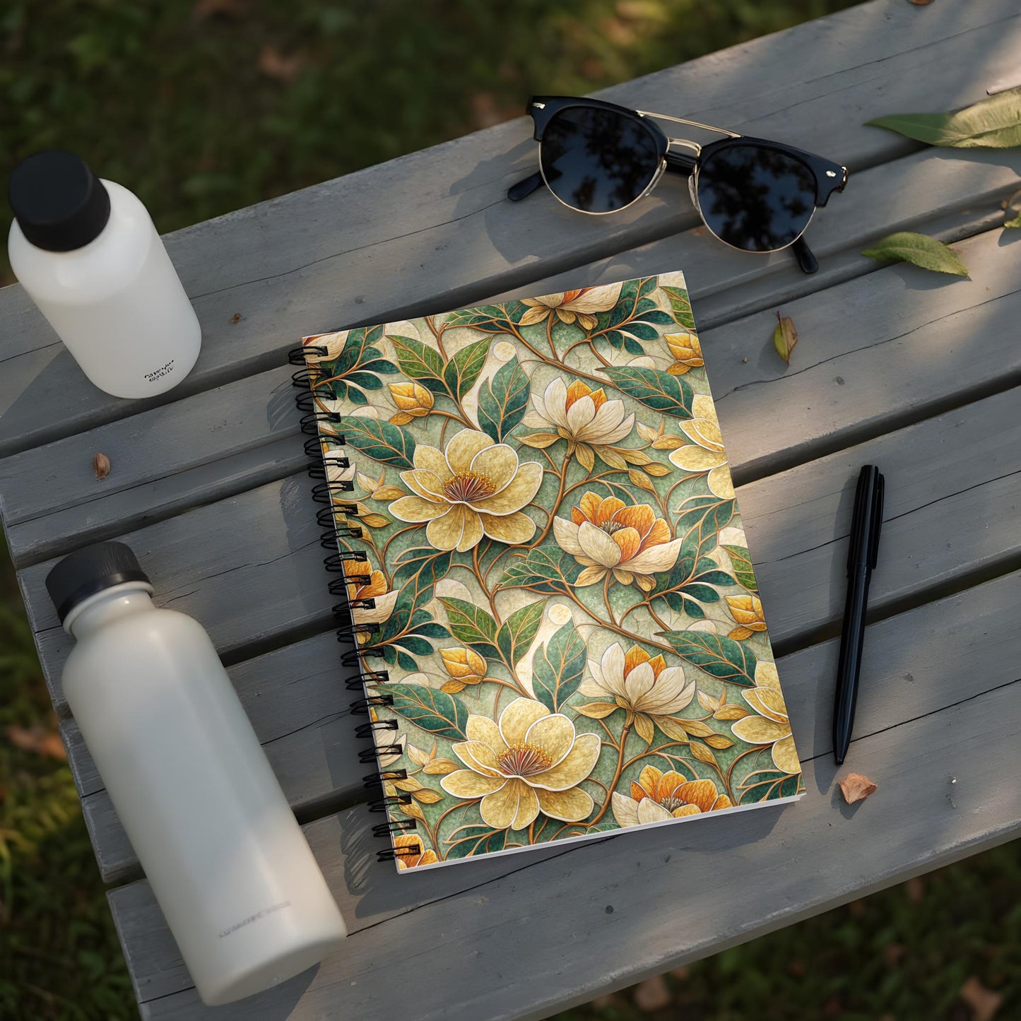 Floral Spiral Notebook with Vibrant Leafy Design Notebook