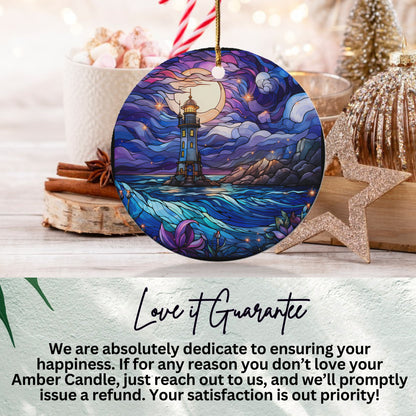 Colorful Lighthouse Scene Christmas Ornament product