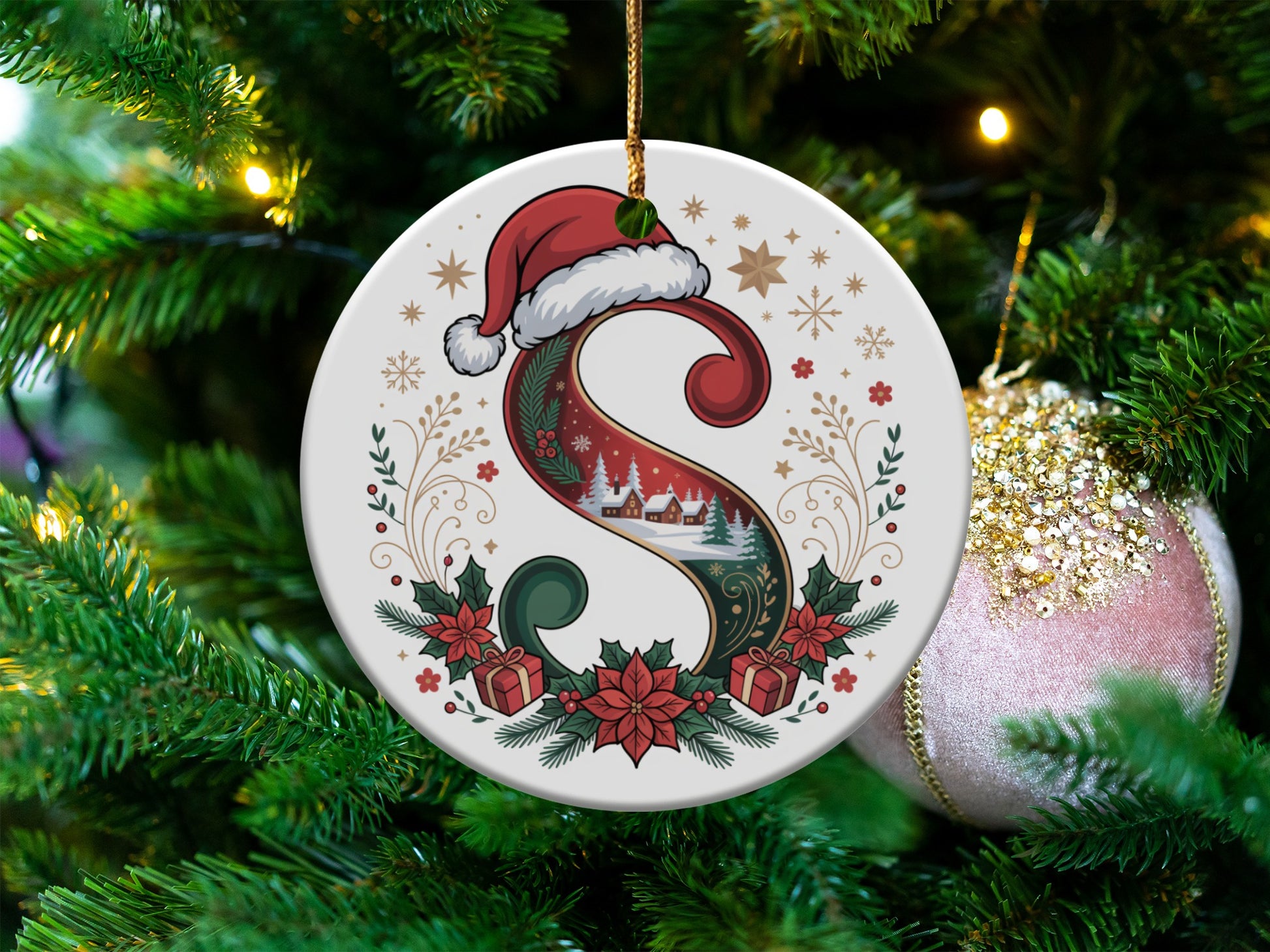Santa Claus Initial S Christmas Tree Ornament product