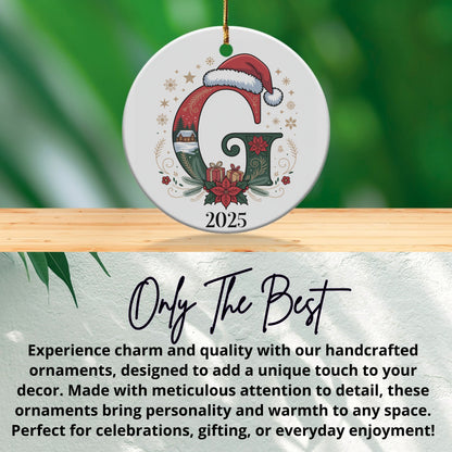 Santa Hat Initial G Personalized Ornament product