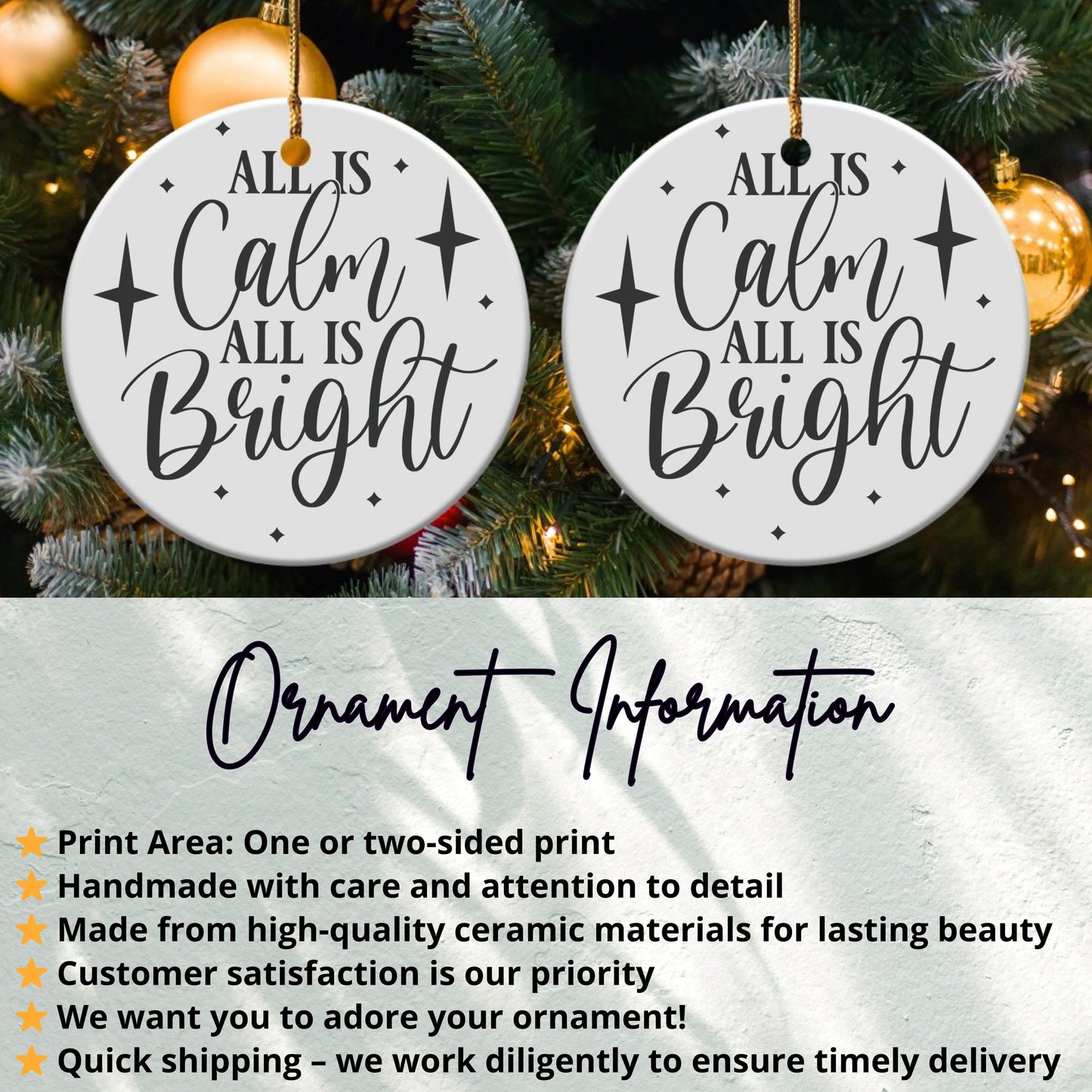 All is Calm All is Bright Christmas Ornament product type