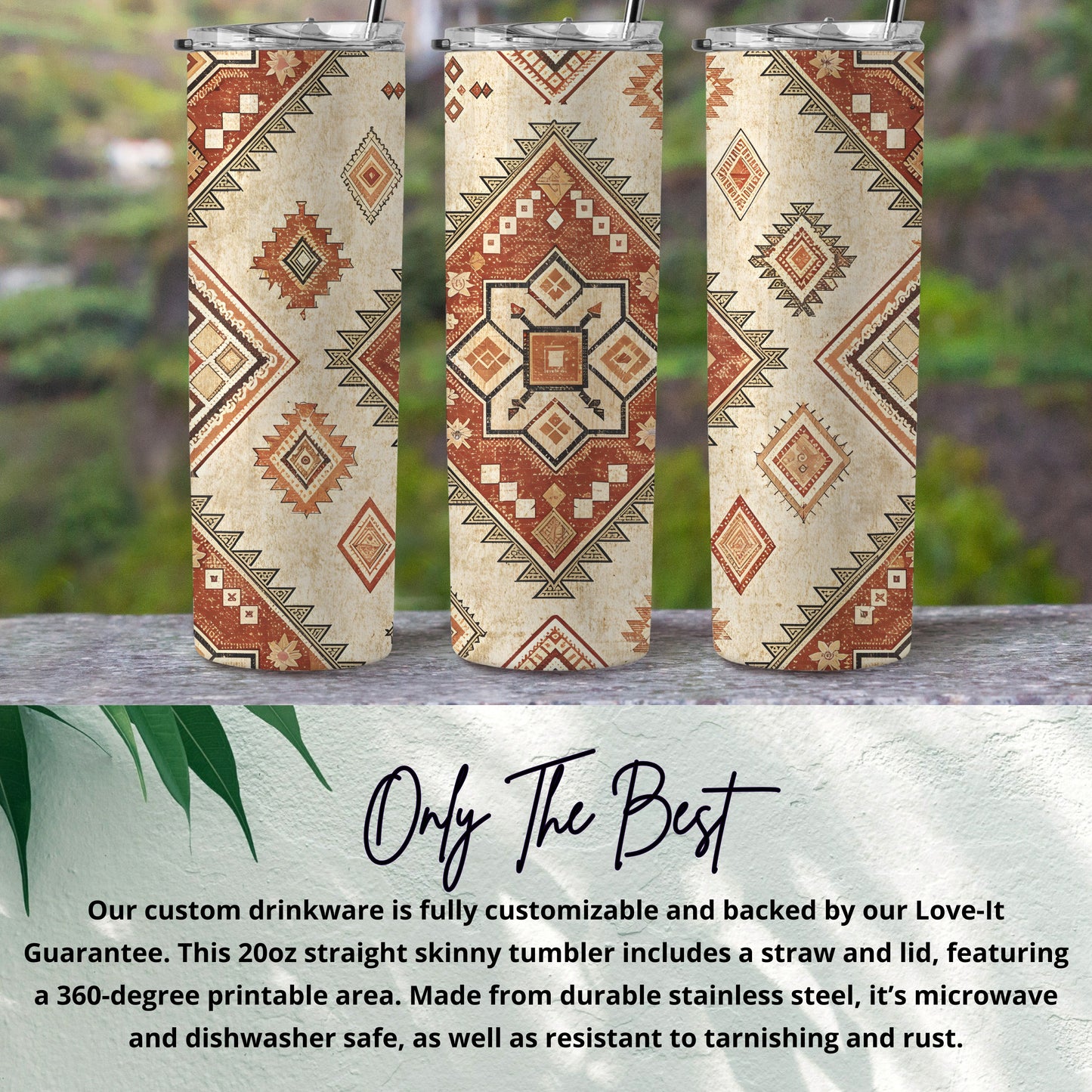 Geometric Pattern Customizable Skinny Tumbler