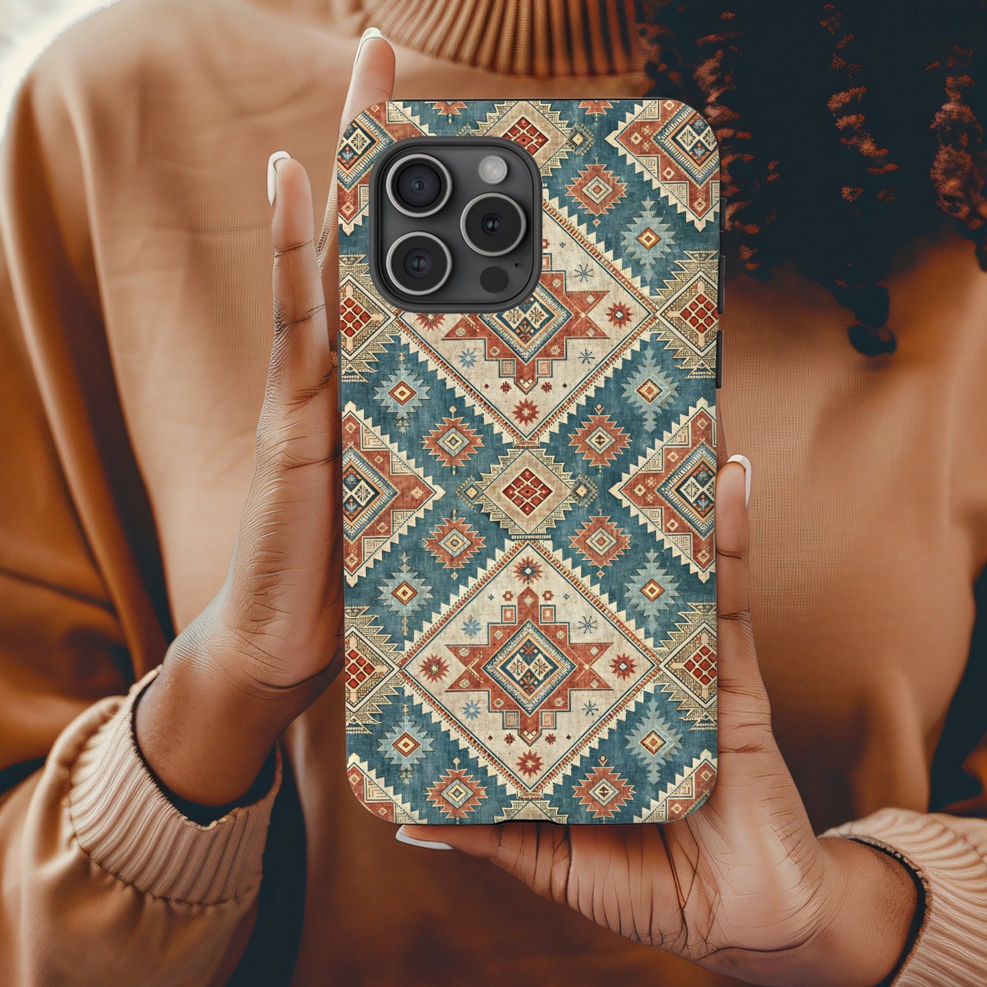 Detailed Geometric Pattern with Diamond Shapes Slim Custom Phone Case - Walk Greener