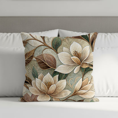 Floral Decorative Pillow with Elegant Blooming Patterns