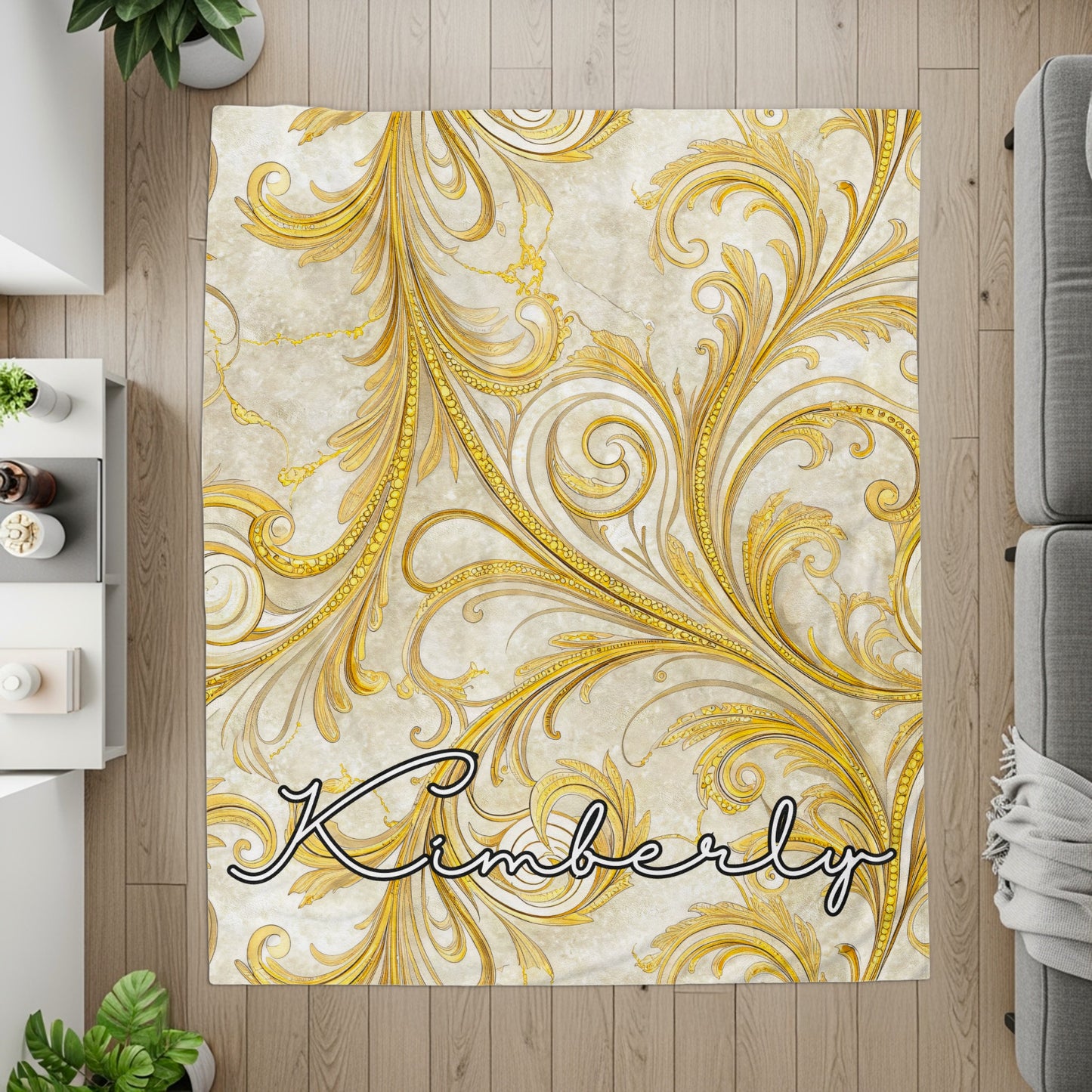 Kimberly Personalized Elegant Golden Design Rug