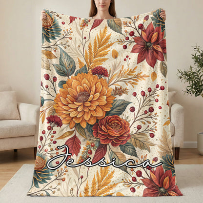 Personalized Floral Blanket With Name Jessica