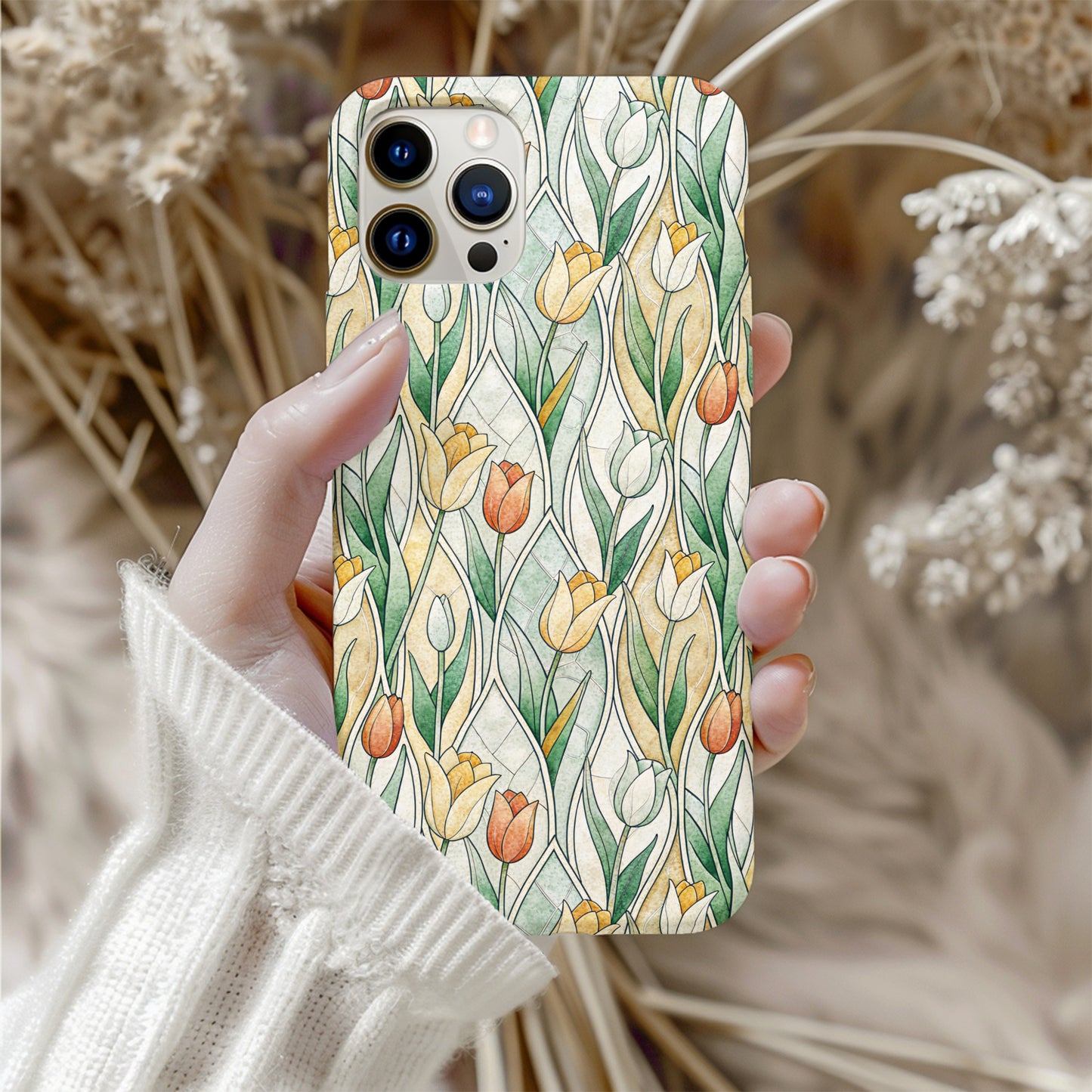 Vintage Floral Smartphone Case with Artistic Tulip Patterns