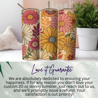 Custom 20 oz Skinny Tumblers with Floral Patterns