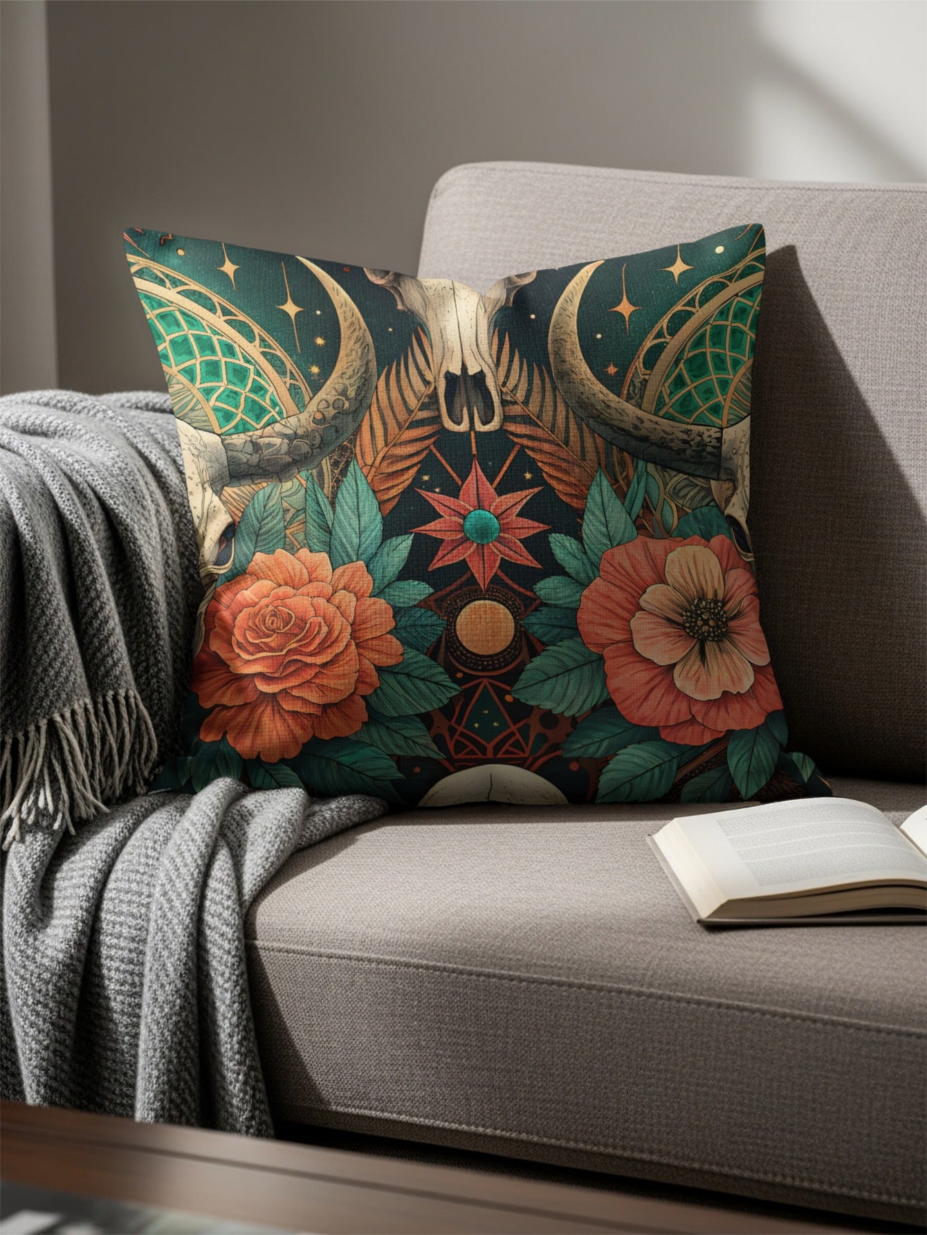 Decorative Floral Skulls Patterned Texture Design Pillows & Pillow Cases - Walk Greener
