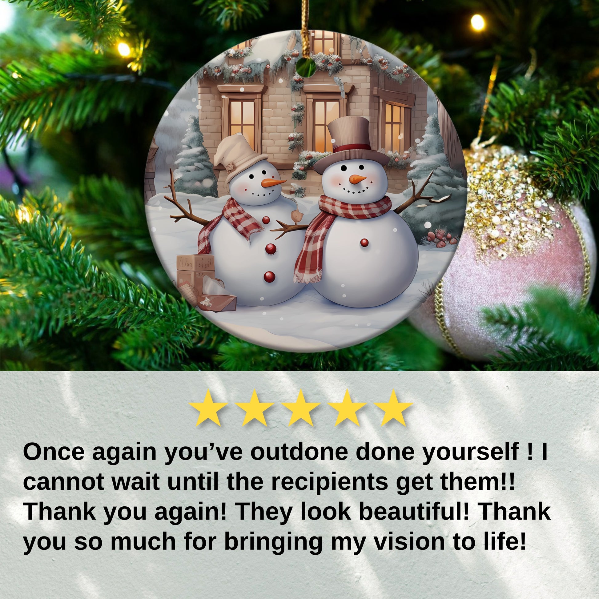 Delightful Snowman Holiday Ornament brings joy product