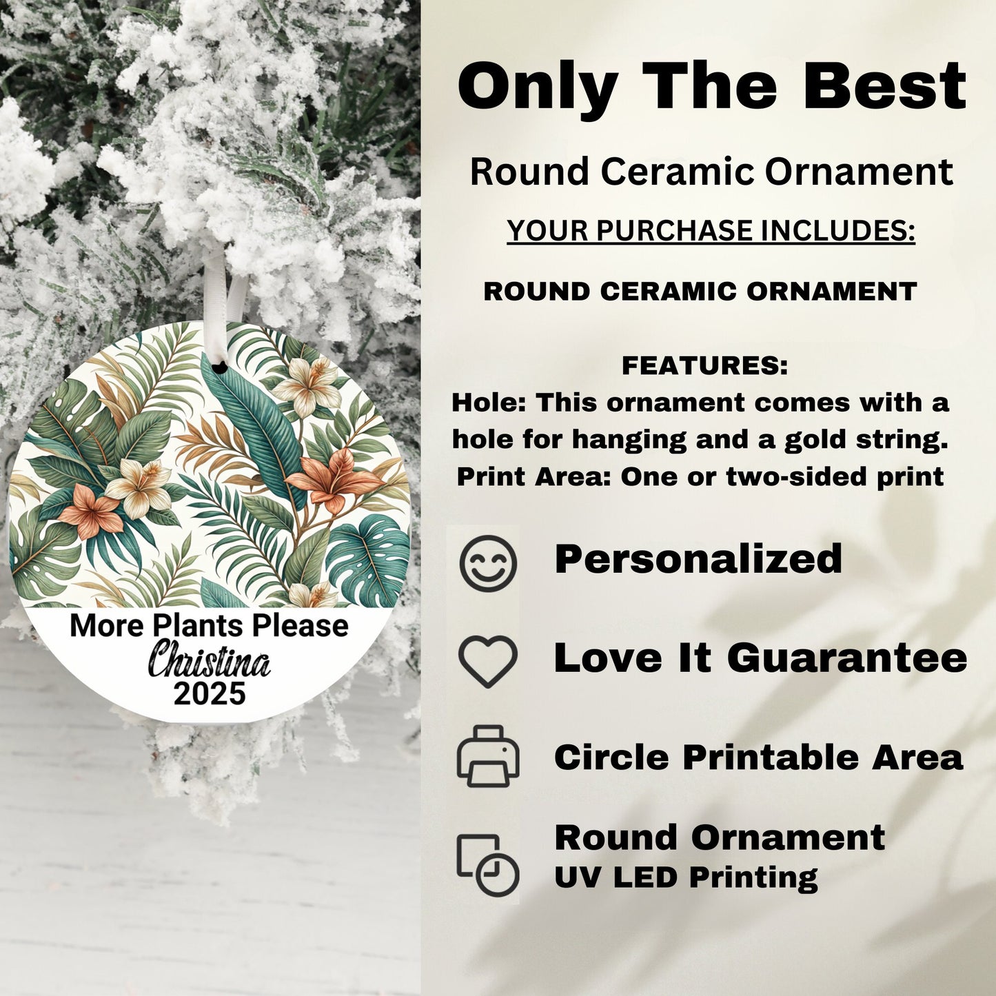 Personalized Tropical Floral Round Ornament product