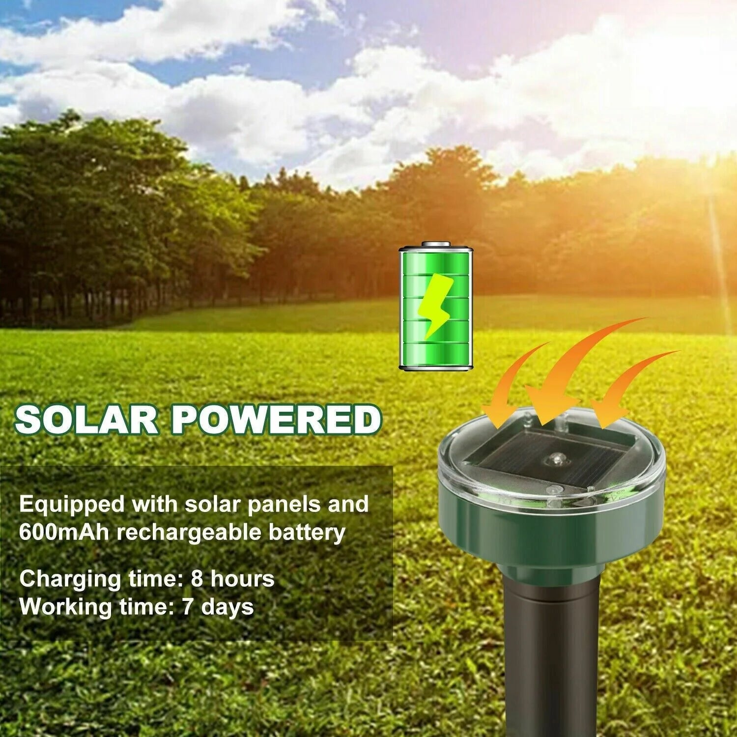 Solar-Powered Ultrasonic Animal Repeller – 2-Pack