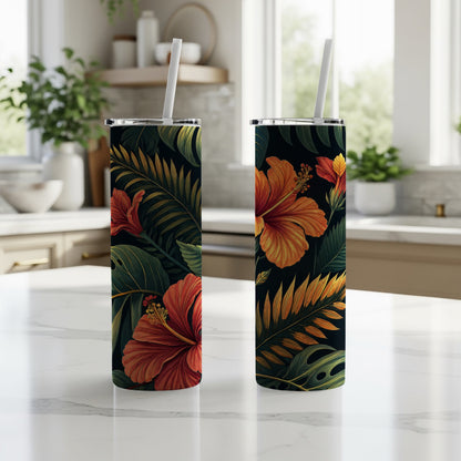 Tropical Floral Hibiscus Design Tumbler Cup
