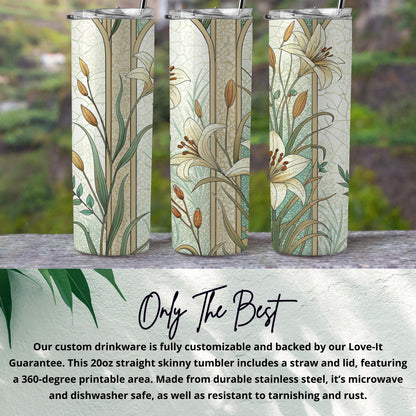 Floral with lilies Art Nouveau Style for Beautiful Decoration 20 oz Skinny Tumbler - Walk Greener