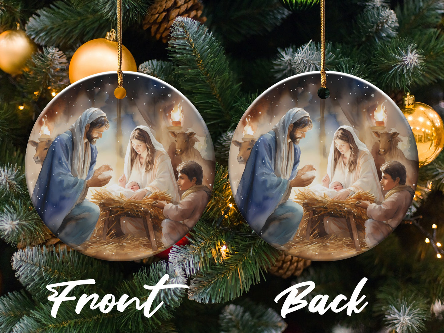Nativity Scene Double-Sided Christmas Ornament product type