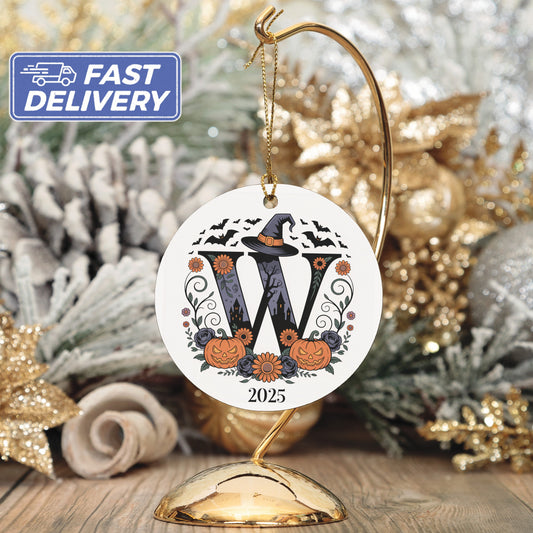 Personalized Halloween Initial 2025 Ornament product type