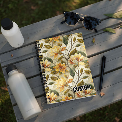 Custom Yellow and Green Botanical Spiral Notebook
