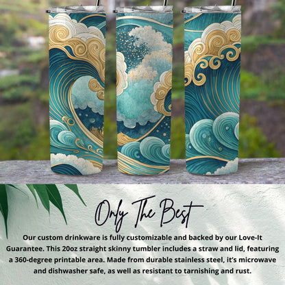 Artistic Ocean Waves Design Stainless Steel Tumbler