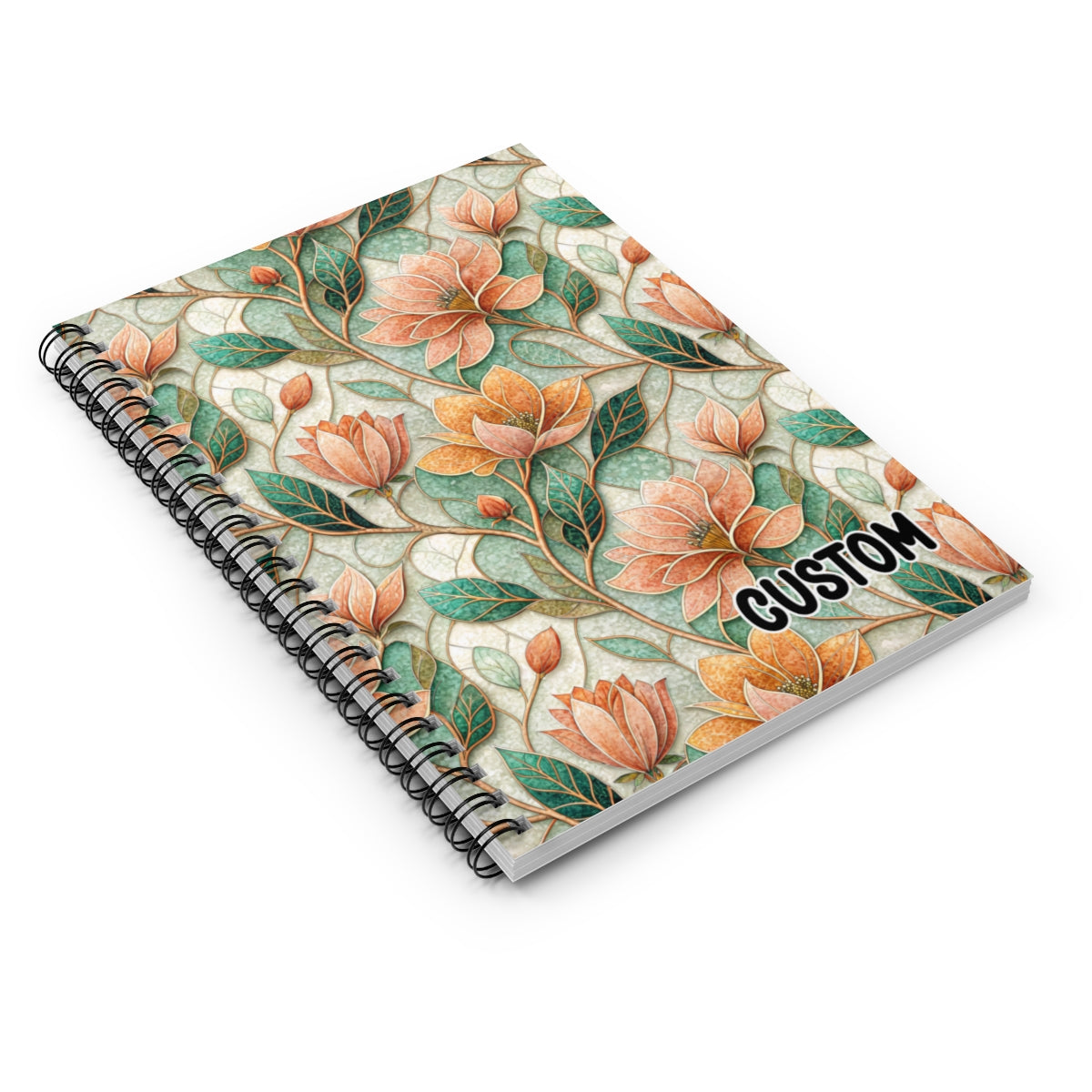 Floral Patterned Custom Spiral Bound Notebook