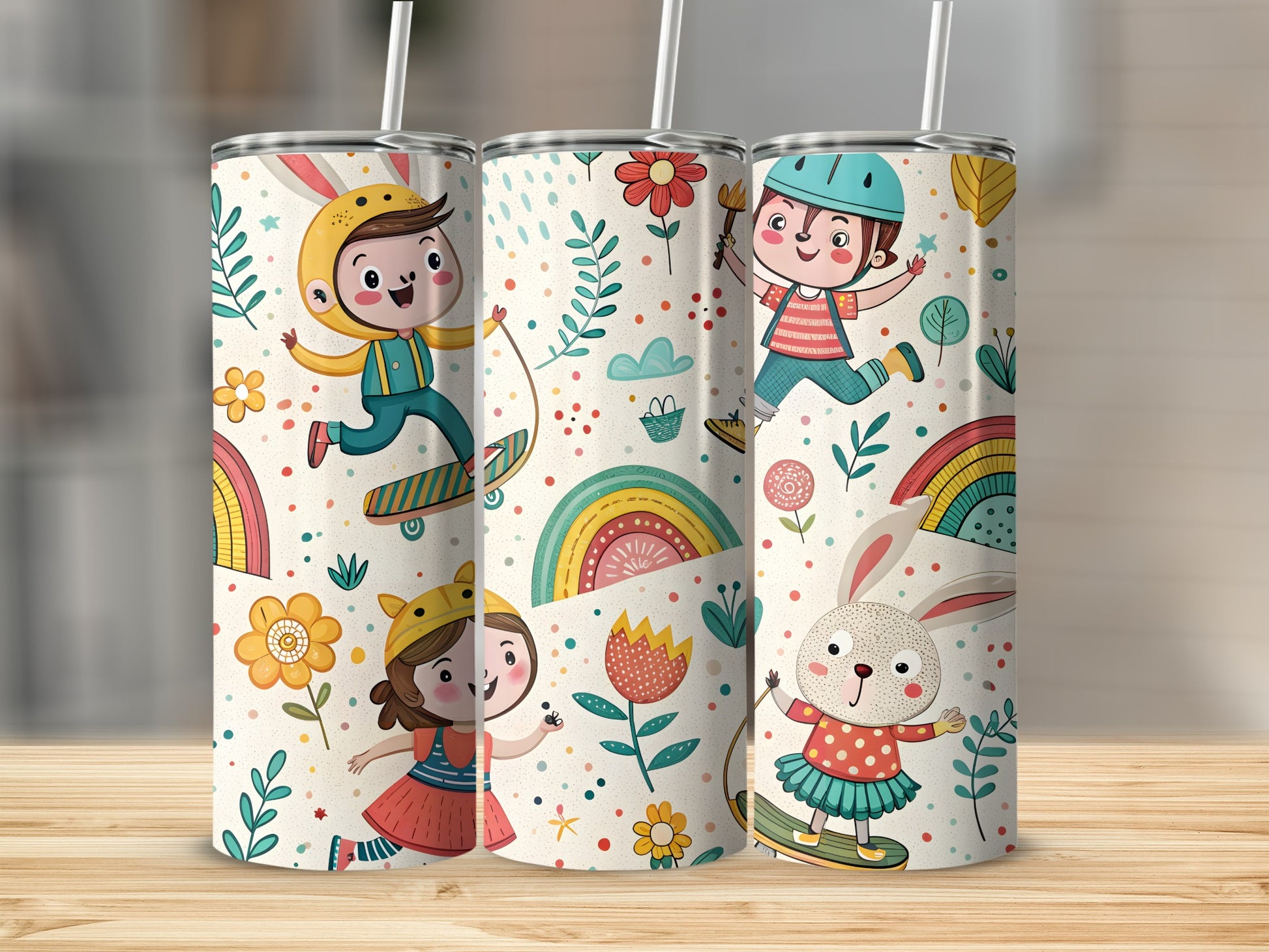 Colorful Cartoon Kids Adventure Design Tumbler Cup
