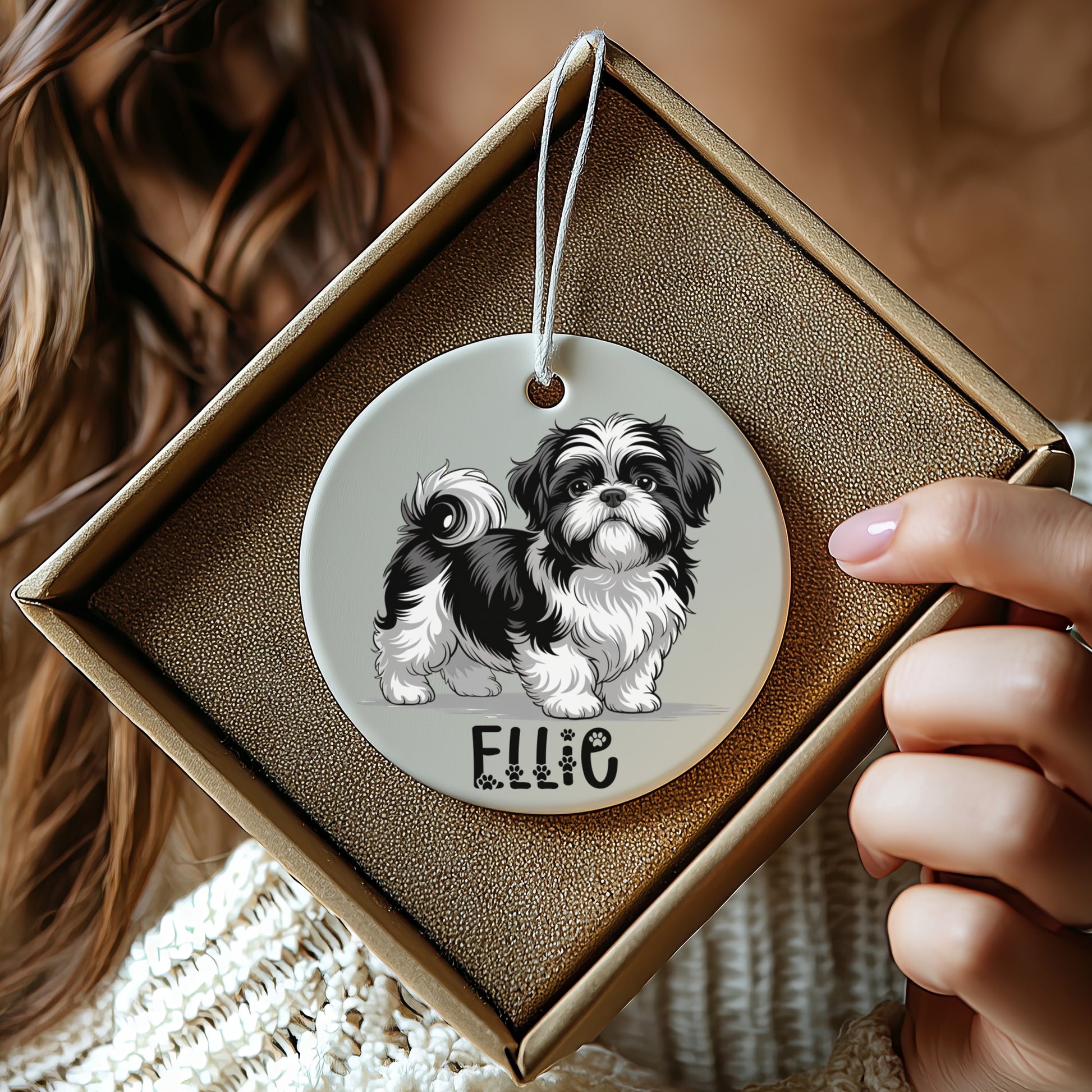Personalized Dog Ornament with Cute Shih Tzu Design product